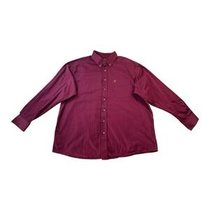 Ariat XXL Maroon Long Sleeve Button Front‎ Shirt Western Casual Mens